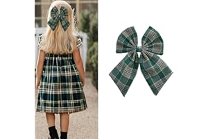 BOTTEGA DELLA PRINCIPESSA Pinza con Lazo para el Pelo de Niña de tela a Cuadros Escoceses, Tartan, Elegante y versátil con bolsa de organza (Verde 2)