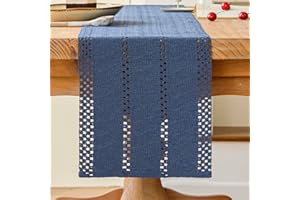 Avalune Camino de Mesa Moderno Azul Marino Rustico Centro de Mesa Decorativo Salon Pequeño Estrecho Lavable Caminos de Mesa para Boda Fiesta Hogar Cocina Mesa de Comedor Decoración 30x140 cm