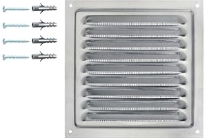 DEMLOU Griglia di Ventilazione in Alluminio Anodizzato con Rete Protettiva | Presa d'Aria Interna/Esterna in Metallo Resistente agli Insetti | Griglia di Aerazione per Pareti e Soffitti. (15 x 15 cm)