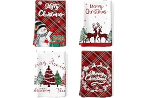 ‎ARQUIEL Arquiel 4er Set Geschirrtücher Winter Weihnachtsbaum Weihnachten Küchentücher Dekorative 100% Baumwolle Trockentücher Saugstarke Geschenk für den Urlaub Einweihungsfeier 48 cm x 70 cm