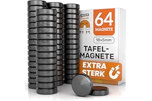 JAWAONLINE JAWA Magnesy tablicowe czarne - Duże magnesy 18x5mm do tablic magnetycznych - Silne magnesy ze stali nierdzewnej - Zaokrąglone magnesy na lodówkę