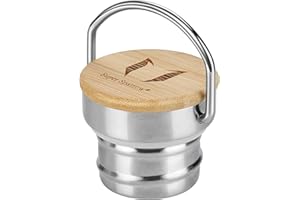 Super Sparrow Flaschendeckel – kleiner Deckel mit Strohhalm – für kleinen Mund 350 ml / 500 ml / 750 ml – Vakuum-isolierte Wasserflasche (Bambusdeckel)