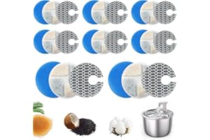 Set di 8 filtri per Fontanella per Gatti Cani, 24 pezzi Gatto Cane Animali Fontana Dispenser Acqua Filtro con Resina e Carbone Attivo 8D spugna filtrante 10x Filtrazione per LTZGO fontane di ricambio