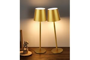Faithorse Rechargeable Lamp Cordless Table Lamp, 2 Pack Battery Operated Lamps 5200mAh IP54 Waterproof Wireless Lamp with 3-Color Modes Touch Control Night Light for Bedroom(Gold)