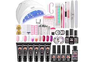 Nagelgel Set with 48W UV Lampe, TopDirect 6 Farben Nagelverlängerung Kit Gelnägel Starter Set + 4 Farben Gel Nagellack mit Base Top Coat, 100pcs Nägel Tips, Komplette Nagelstudio Set