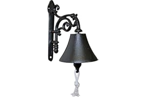 degawo Doorbell Dark Brown - Handmade Cast Iron Doorbell in Antique Style with Floral Pattern - Rustic Country House Decoration for Indoor and Outdoor Use