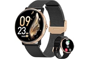 AKUMAKA 2024 Reloj Inteligente Mujer con Llamada, 1.39" AMOLED Smartwatch con 120+ Modos Deportes, Función Femenina, 24H Pulsómetro, SpO2, Sueño, IP68 Podómetro Whatsapp Caloría Android iOS NegroOro