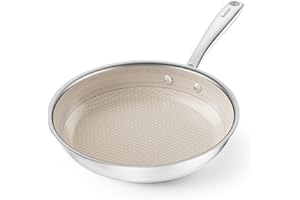 Redchef Padella a nido d'ape, 24 cm, padella in acciaio inox, struttura a nido d'ape di alta qualità, antiaderente e antigraffio, senza PFAS senza PFOA, padella a induzione con intelligente