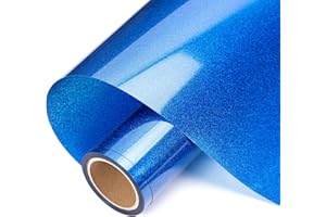 HTVRONT Royal Blue Glitter HTV - 10'' X 10ft Glitter Iron on Vinyl for Silhouette Cameo Royal Blue Glitter HTV Vinyl Roll for DIY T-Shirt Easy to Cut & Weed