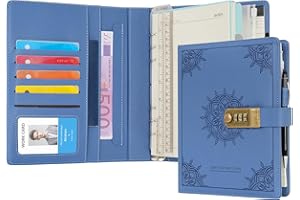 WASON Diario con serratura Raccoglitore A5 Quaderno a spirale a righe Diario Planner Portfolio e scrittura ricaricabile Blocco note per appunti Ideale per affari scuola e viaggi (Azzurro)