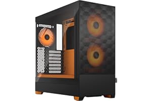 Fractal Design Pop Air RGB Orange Core - Tempered Glass Clear Tint - Honeycomb Mesh Front – TG side panel - Three 120 mm Aspect 12 RGB fans included – ATX High Airflow Mid Tower PC Gaming Case