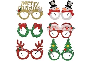 KEYIDO Christmas Glasses Novelty Xmas Glasses Christmas Party Glasses Christmas Fancy Dress Costume Decoration without Lenses for kids and Adults 6 Styles