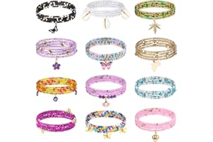 Kakonia 12Pcs Colorful Belly Beads Elastic Waist Chains Summer Beach Bikini Body Chains African Waist Jewelry