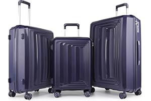 TAN.TOMI Kofferset 3 Teilig Hartschale, Handgepäck Koffer Set, Hartschalenkoffer Reisekoffer mit 4 Rollen Leicht Trolley Rollkoffer PP Material Suitcase mit 3-Stelliges Passwortsperre