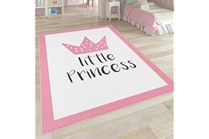 Paco Home Kinderteppich, Kinderzimmer Teppich m. Stern, Mond u. Karo Motiven, Grösse:140x200 cm, Farbe:Pink 9