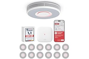 X-Sense Smarter Rauchmelder WLAN mit Sprachausgabe und 17 Standorten, Feuermelder, Rauchmelder vernetzt, 33 mm, Brandmelder mit SBS50 Basisstation, XS0BMR121, 12 Stück