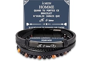 Merclix Bracelet Homme Idee Cadeau Homme Papa Grand Pere Mari Copain Couple Noel Saint Valentin Fete des Peres Anniversaire