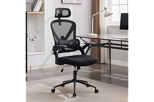 LIYURUI Sedia da Ufficio con Schienale Alto, Sedia da Ufficio Alta con Braccioli Ribaltabili, Poggiatesta Regolabile, Supporto Lombare Regolabile, Sedie Ergonomiche da Ufficio Adatte per Uso Domestico