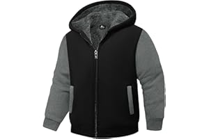 LLdress Veste Polaire Garçon Sweat à Capuche avec Zipper Enfants Hoodie Chaud Causal Hiver Ourdoor Veste d'hiver avec Doublure Hooded Jacket Pullover Automne