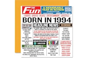 STUFF4 30th Birthday Cards for Men Women - Born In 1994 Newspaper - Happy 30 Birthday Card for Brother Sister Friends Vintage Retro Back In 1994, 145mm x 145mm Thirty Thirtieth Bday Greeting Cards
