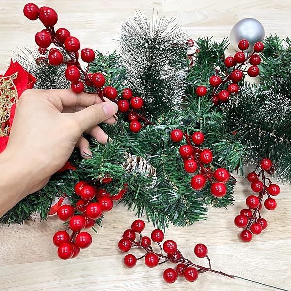 BESPORTBLE 100pcs 12mm Artificial Holly Berry Picks - Christmas DIY Decor For Trees, Wreaths & Crafts - View #13