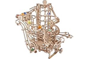 UGEARS Drewniana spiralna tarcza kulkowa - puzzle 3D dla dorosłych - mechaniczny zestaw do modelowania z kolorowymi szklanymi kulkami