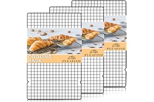 Pleafind Set di 3 griglia Forno, 40,2cm*25cm griglia Forno Universale in Acciaio Inox, griglia per Forno Nera per cuocere, Grigliare e asciugare, Lavabile in lavastoviglie