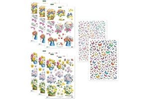 Katy Sue Flowers & Butterflies 3D Die-Cut Decoupage Pack. Contains 8 A4 Sheets of Die-Cuts - 2 Butterflies, 3 Birthday Florals & 3 Pots of Flowers for Card Making Supplies & Scrapbooking