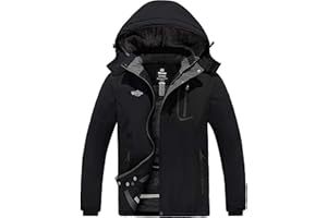 Wantdo Homme Manteau d'hiver Chaud avec Capuche Veste de Ski Imperméable Voyage Coupe-Vent Veste Randonnée Travail Veste de Snowboard Outdoor