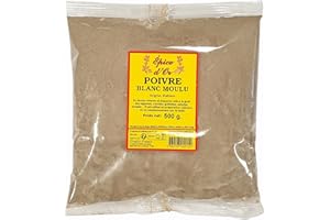 Poivre Blanc Moulu 500g - Epice d'Or, 100% Naturel, Végétalien et Exempt d'Additifs et de Conservateurs