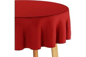 Filumi - Tovaglia rotonda, 140 x 140 cm, colore rosso, lavabile, per interni ed esterni, motivo geometrico a zigzag Verte