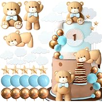 Braune Teddybär Torten-Deko – Set Für Taufe, 1. Geburtstag, Babyshower & Hochzeit