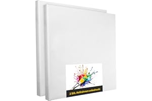 ‎DRUCK.DE Stretcher Frame Set of 2 in 150 x 200 cm, White Artist Canvas Made of Polyester, for Painting, Ready Strung, Suitable for Acrylic Paints or Textile Paints, DIY Project Supplies for Painters and