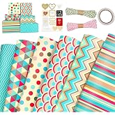 Bolivia's Hediye paketleme kağıdı, 6 Adet 50x70cm Bahar Temalı Set, Kurdele, Sticker ve Bant Dahil, Doğum G&uuml;nleri İ&ccedil;in M&uuml;kemm