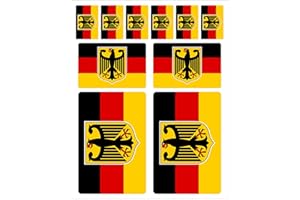 Generisch 10 Stück Flaggen Aufkleber Deutschland Bundesadler Set | Sticker Germany Adler BRD Autoaufkleber