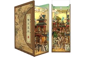 Tonecheer DIY Book Nook Kit, Puzzle 3D in Legno fai da te Libro Nook Miniature da Costruire Modellismo Adulti, Regalo decorativo per inserto per libreria con LED (Cultura della dinastia Song)