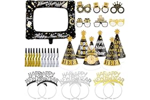 SXZGEA New Years Eve Decoration 2026, 31pcs New Years Eve Party 2026 Supplies with New Year's Party Hats,New Year Headband, Paper Eyeglasses,Blowers,Photo Booth Props