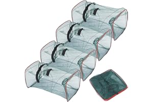 GENZYRE 5 Stück Fischreuse, Krebsreuse Setzkescher Gummiert Senke Reuse Köderfischsenke Fischfalle Köderfischreuse Aalreuse Köder Faltbare Froschfalle Kann Gefaltet Angelkescher für Teich Fischfang