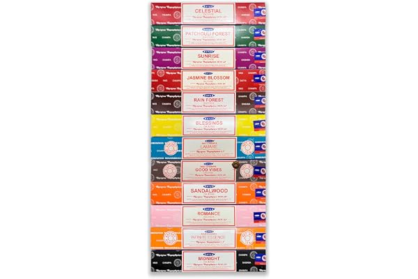 Satya Nag Champa Pack med 12 dofter - Limited Edition - Innehåller 2 exklusiva dofter - 15g x 12 lådor = 180g