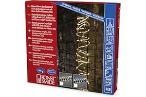 Konstsmide LED Mini Lichterschlauch, 10 m, mit Lichtsensor und 6h und 9h Timer, 130 bunte Dioden, batteriebetrieben, Außen (IP44), transparentes Kabel, 4 x D 1.5V (exkl.) - 3774-500