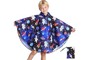 Baogaier Mantellina Pioggia Bambini, Riutilizzabile Impermeabile Poncho con Cappuccio, Ragazze Ragazzi Leggera Traspirante Antipioggia Giacca Bambino Bambina Mantella Abbigliamento 3-14 anni