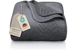 Gräfenstayn Narzuta premium 200 x 220 cm – bezszwowo pikowana narzuta z wzorem z liści – aksamitna, miękka, nie gniezie się i łatwa w pielęgnacji