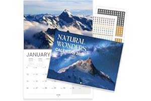 SUNEE Natural Wonders Calendar 2026 UK, 12 Months A4 Folded to A3 Wall Calendar, Month to View Family Planner with UK Holidays & Countdown, Ideal for Home, Office or Gift