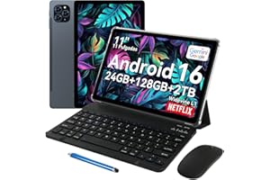 TABWEE T90 Tablet 11 Pulgadas Android 16 - Gemini Ai, 8000mAh, 24GB RAM+128GB ROM/2TB TF, Octa-Core T615, 2GHz Tableta, Widevine L1/5G WiFi/5MP+13MP/ Facial ID/GPS/BT5.0/ Tablet con Teclado y Ratón