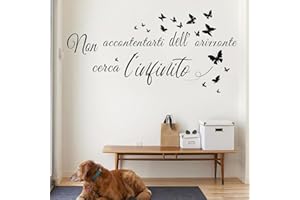 HPNIUB Non Accontentarti Dell'orizzonte, Cerca Infinito Adesivi Murali Camera Da Letto Decorazioni Da Parete Adesivi Murali Frasi Nero Italiano Frasi Farfalle Adesivo