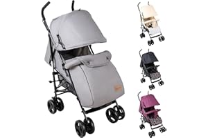 YALION Kinderwagen Buggy Reisebuggy Klein Zusammenklappbar- 5 Liegepositionen, Beinwärmer, Einkaufskorb, Sonnenverdeck, 360° Räder, Kinderbuggy bis 15KG-Grey A2