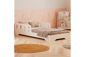 smartwood Cama Montessori 90x200 Blanc - Cama Infantil de Madera con Certificado FSC, con Barrera Anticaídas y Somier Flexible para 230 kg – para Niño y Niña - Montaje Sencillo - TILA 6