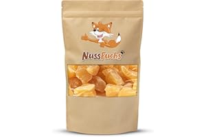 NUSSFUCHS Ginger Pieces Lightly Candied Spicy 1 kg - Ginger Pieces Slightly Sugared Aromatic Sharp Vegan Natural Unsulphur Dried - 100% Natural Ginger Cubes - (1 kg Bag)