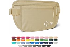 Vantamo Marsupio Uomo & Donna Ultrapiatto con protezione RFID, Marsupio Antiscippo con Cintura Regolabile, Ideale per Corsa e Escursioni e Viaggi, Leggero Cintura Portasoldi Sicuro