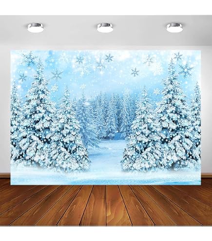 Avezano Winterkerst Achtergrond – 3x2,1 Meter, Sneeuwboslandschap – Perfect Voor Fotoshoots En Feestdecoratie (katoen, Wasbaar)